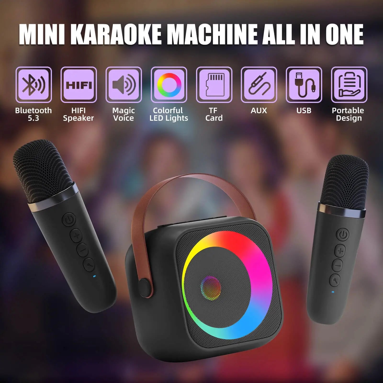 Portable Karaoke Machine with Wireless Microphones  for singing and talking