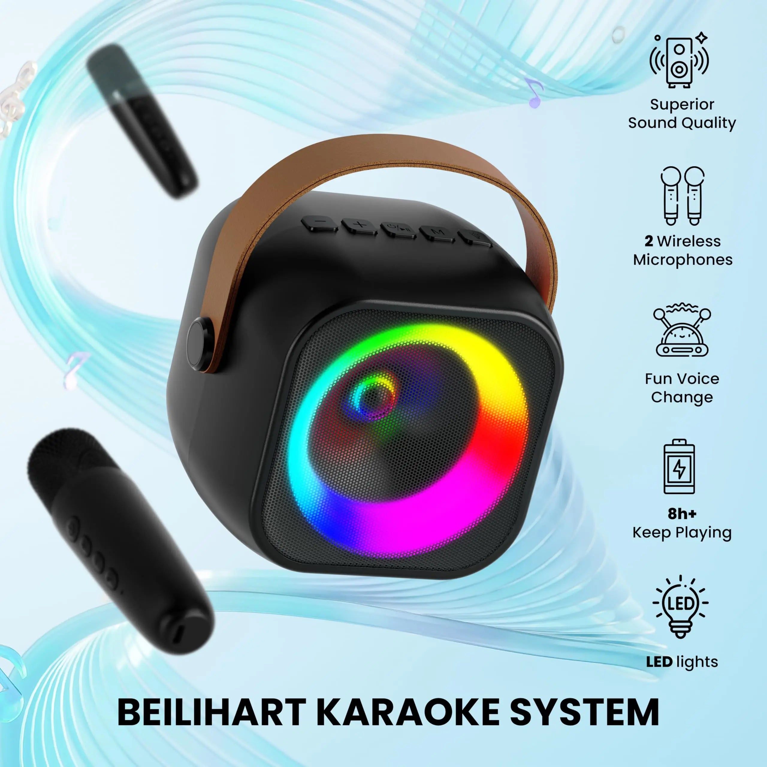 Portable Karaoke Machine with Wireless Microphones  for singing and talking