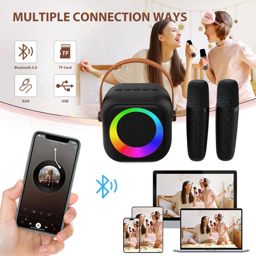 Portable Karaoke Machine with Wireless Microphones  for singing and talking