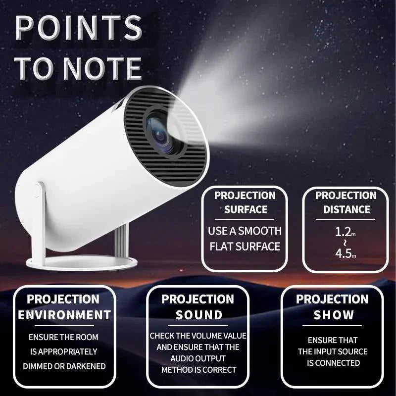 Portable Bluetooth-Compatible  Projector with Remote Control for Indoor and Outdoor